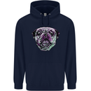 A Pug Face Dog Mens 80% Cotton Hoodie Navy Blue