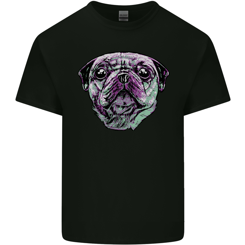 A Pug Face Dog Mens Cotton T-Shirt Tee Top Black
