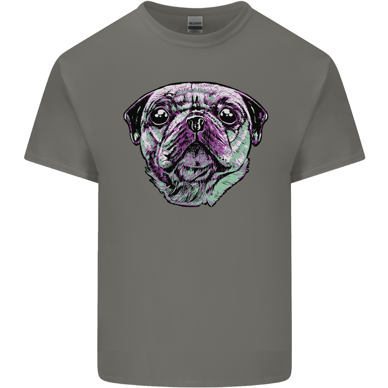 A Pug Face Dog Mens Cotton T-Shirt Tee Top Charcoal