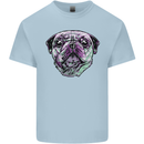 A Pug Face Dog Mens Cotton T-Shirt Tee Top Light Blue