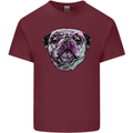 A Pug Face Dog Mens Cotton T-Shirt Tee Top Maroon