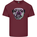 A Pug Face Dog Mens Cotton T-Shirt Tee Top Maroon