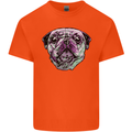 A Pug Face Dog Mens Cotton T-Shirt Tee Top Orange