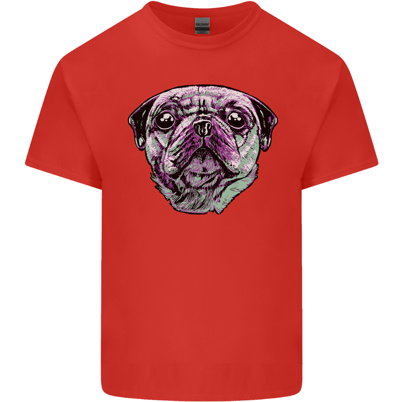 A Pug Face Dog Mens Cotton T-Shirt Tee Top Red