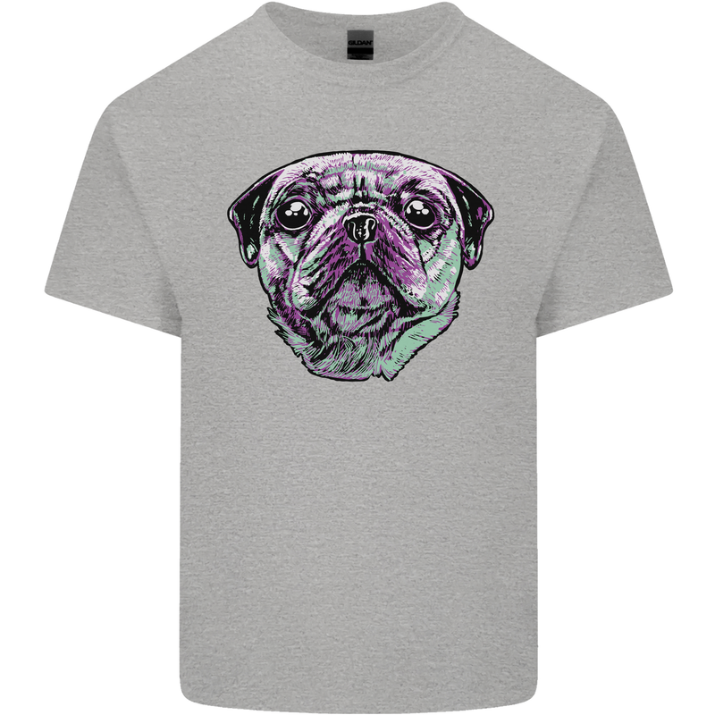 A Pug Face Dog Mens Cotton T-Shirt Tee Top Sports Grey