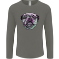 A Pug Face Dog Mens Long Sleeve T-Shirt Charcoal