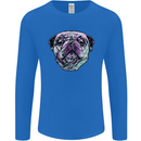 A Pug Face Dog Mens Long Sleeve T-Shirt Royal Blue
