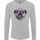 A Pug Face Dog Mens Long Sleeve T-Shirt Sports Grey