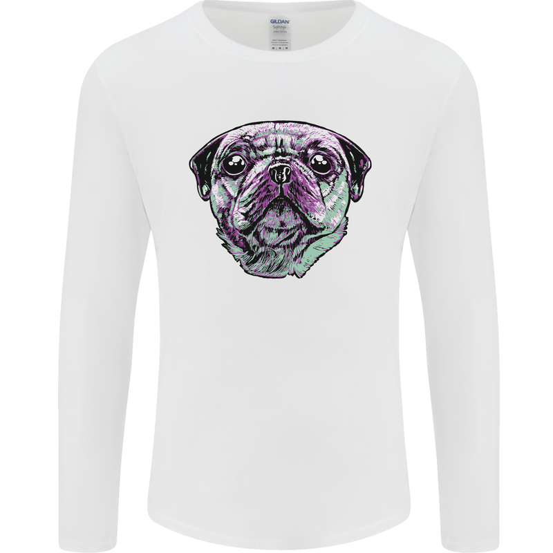 A Pug Face Dog Mens Long Sleeve T-Shirt White