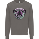 A Pug Face Dog Mens Sweatshirt Jumper Charcoal