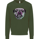 A Pug Face Dog Mens Sweatshirt Jumper Forest Green