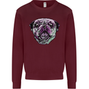 A Pug Face Dog Mens Sweatshirt Jumper Maroon
