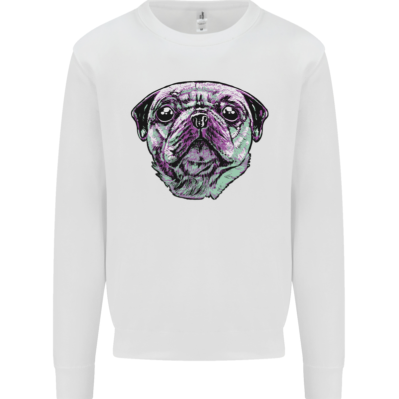 A Pug Face Dog Mens Sweatshirt Jumper White