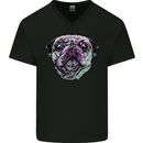 A Pug Face Dog Mens V-Neck Cotton T-Shirt Black