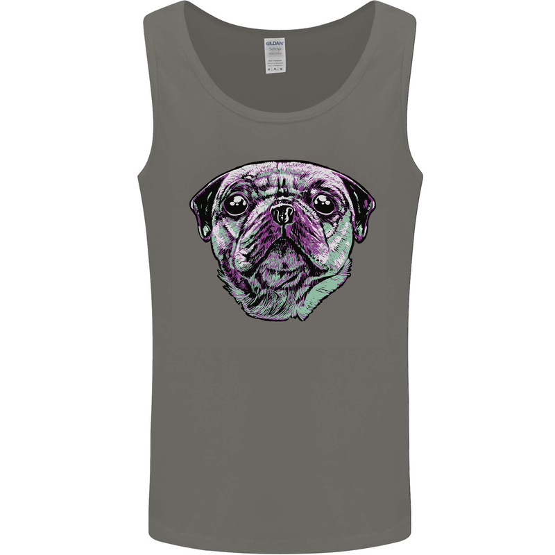 A Pug Face Dog Mens Vest Tank Top Charcoal