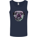 A Pug Face Dog Mens Vest Tank Top Navy Blue