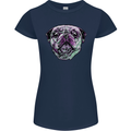 A Pug Face Dog Womens Petite Cut T-Shirt Navy Blue
