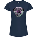 A Pug Face Dog Womens Petite Cut T-Shirt Navy Blue