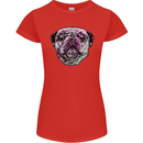 A Pug Face Dog Womens Petite Cut T-Shirt Red