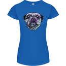A Pug Face Dog Womens Petite Cut T-Shirt Royal Blue
