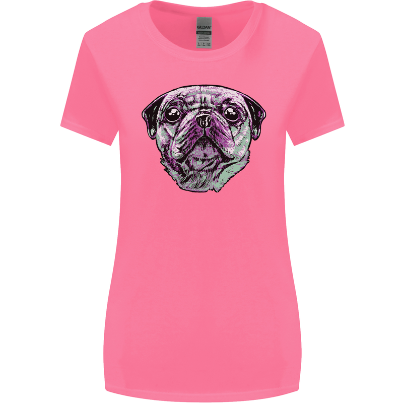 A Pug Face Dog Womens Wider Cut T-Shirt Azalea