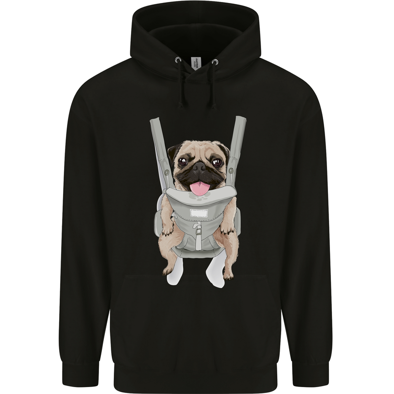A Pug in a Baby Harness Funny Dog Childrens Kids Hoodie Black
