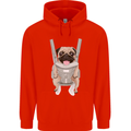 A Pug in a Baby Harness Funny Dog Childrens Kids Hoodie Bright Red