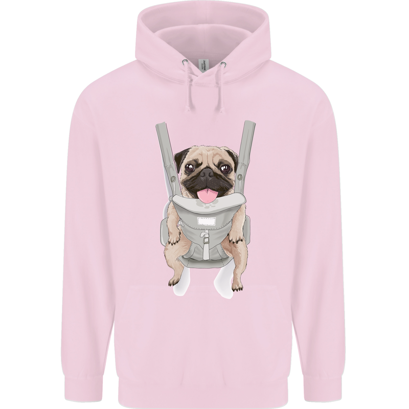 A Pug in a Baby Harness Funny Dog Childrens Kids Hoodie Light Pink