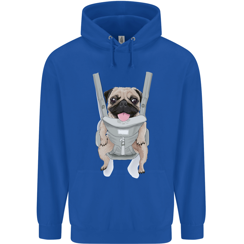 A Pug in a Baby Harness Funny Dog Childrens Kids Hoodie Royal Blue