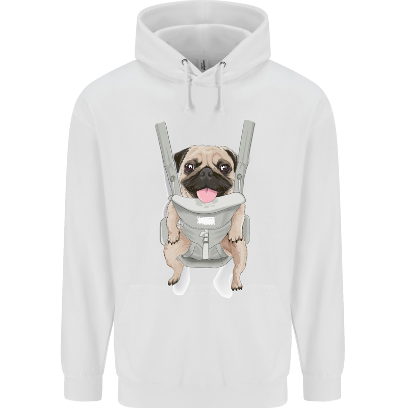 A Pug in a Baby Harness Funny Dog Childrens Kids Hoodie White