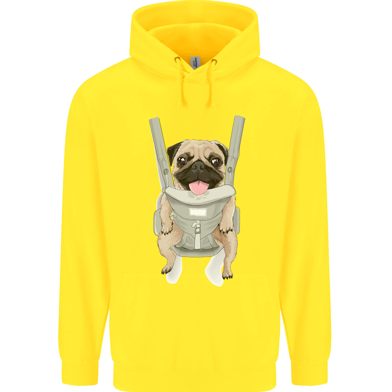 A Pug in a Baby Harness Funny Dog Childrens Kids Hoodie Yellow