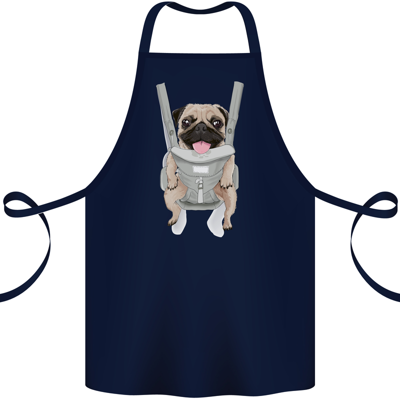 A Pug in a Baby Harness Funny Dog Cotton Apron 100% Organic Navy Blue