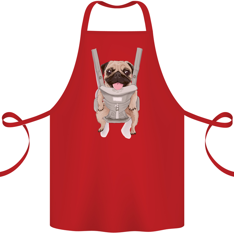 A Pug in a Baby Harness Funny Dog Cotton Apron 100% Organic Red