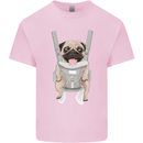 A Pug in a Baby Harness Funny Dog Kids T-Shirt Childrens Light Pink