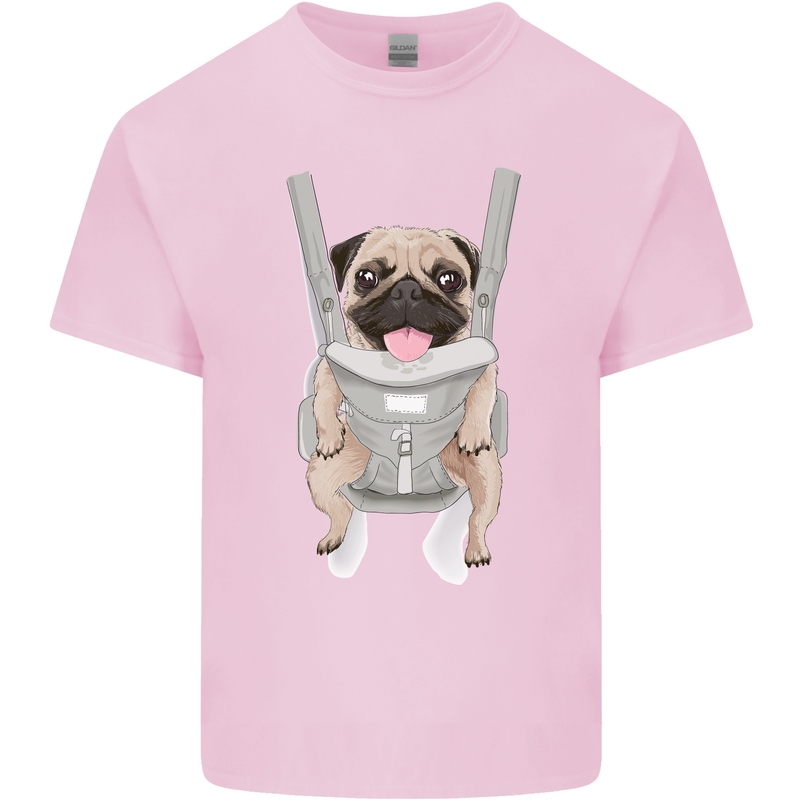 A Pug in a Baby Harness Funny Dog Kids T-Shirt Childrens Light Pink