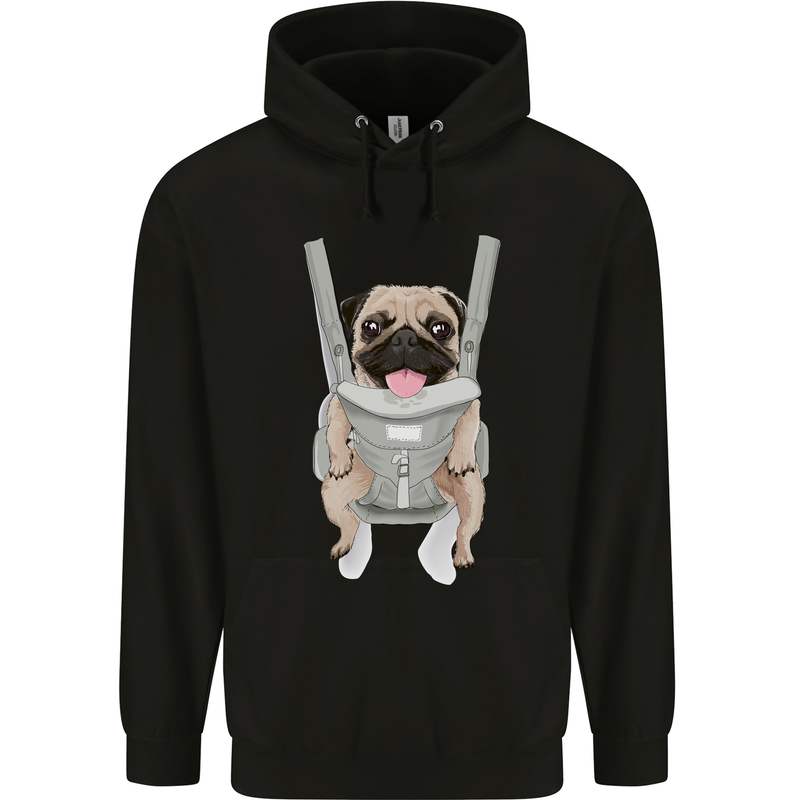 A Pug in a Baby Harness Funny Dog Mens 80% Cotton Hoodie Black