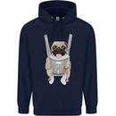 A Pug in a Baby Harness Funny Dog Mens 80% Cotton Hoodie Navy Blue