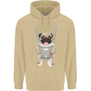 A Pug in a Baby Harness Funny Dog Mens 80% Cotton Hoodie Sand