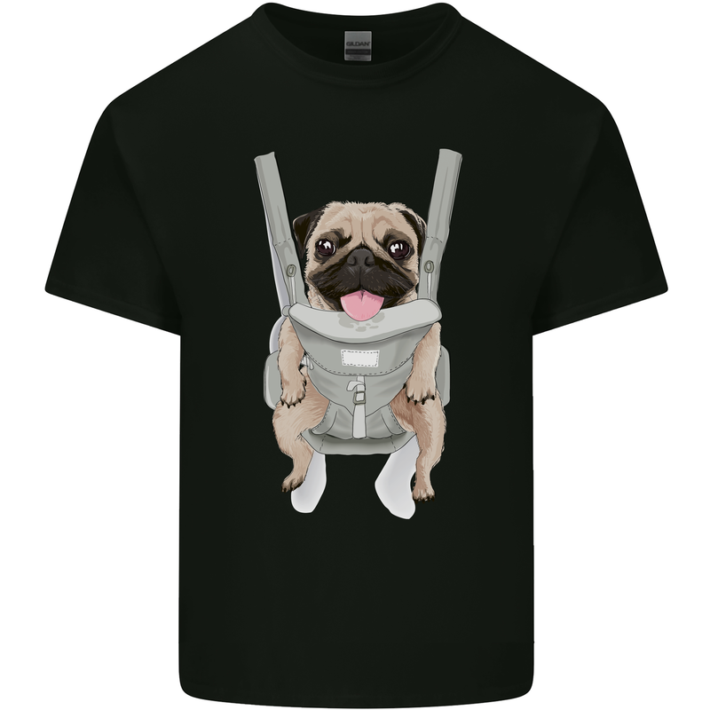 A Pug in a Baby Harness Funny Dog Mens Cotton T-Shirt Tee Top Black