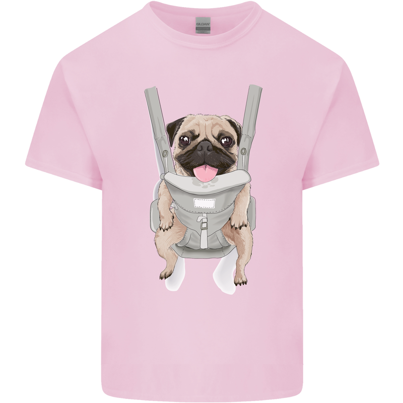 A Pug in a Baby Harness Funny Dog Mens Cotton T-Shirt Tee Top Light Pink