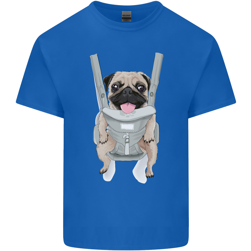 A Pug in a Baby Harness Funny Dog Mens Cotton T-Shirt Tee Top Royal Blue