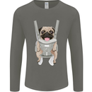 A Pug in a Baby Harness Funny Dog Mens Long Sleeve T-Shirt Charcoal