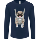 A Pug in a Baby Harness Funny Dog Mens Long Sleeve T-Shirt Navy Blue