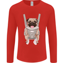 A Pug in a Baby Harness Funny Dog Mens Long Sleeve T-Shirt Red