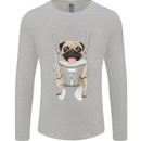 A Pug in a Baby Harness Funny Dog Mens Long Sleeve T-Shirt Sports Grey