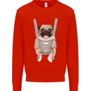 A Pug in a Baby Harness Funny Dog Mens Sweatshirt Jumper Bright Red