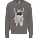A Pug in a Baby Harness Funny Dog Mens Sweatshirt Jumper Charcoal
