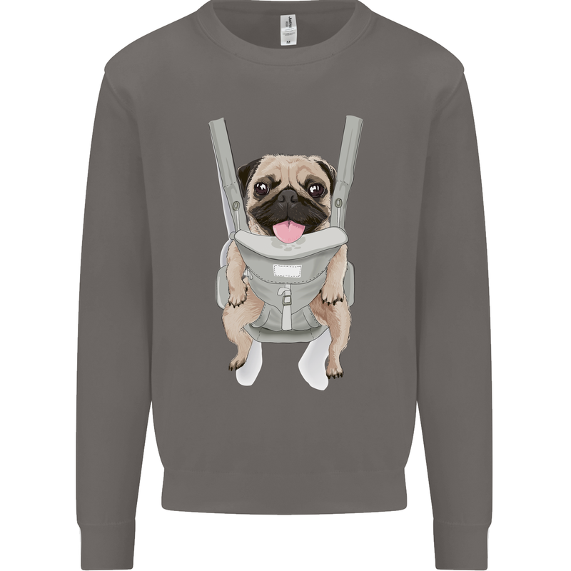 A Pug in a Baby Harness Funny Dog Mens Sweatshirt Jumper Charcoal