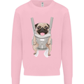 A Pug in a Baby Harness Funny Dog Mens Sweatshirt Jumper Light Pink