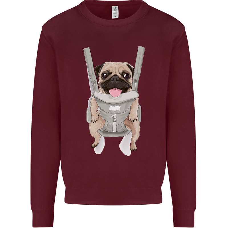 A Pug in a Baby Harness Funny Dog Mens Sweatshirt Jumper Maroon